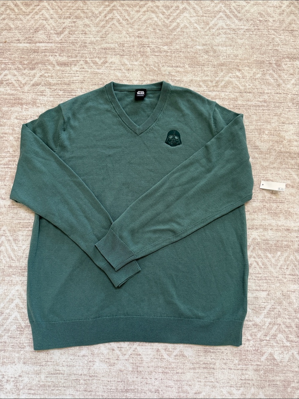 Star Wars Darth Vader V-Neck Knit Sweater Green Amazon Essentials Men’s XL
